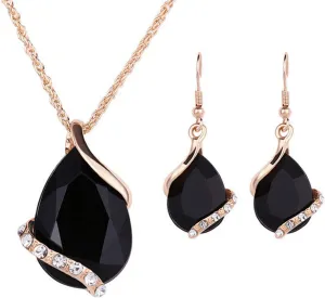 Necklace Chain for Women Girls, 3Pcs Fashion Women Rhinestone Necklace Hook Earrings Party Prom Jewelry Gift Set Pendant Necklace for Valentine's Day Gift Birthday Present