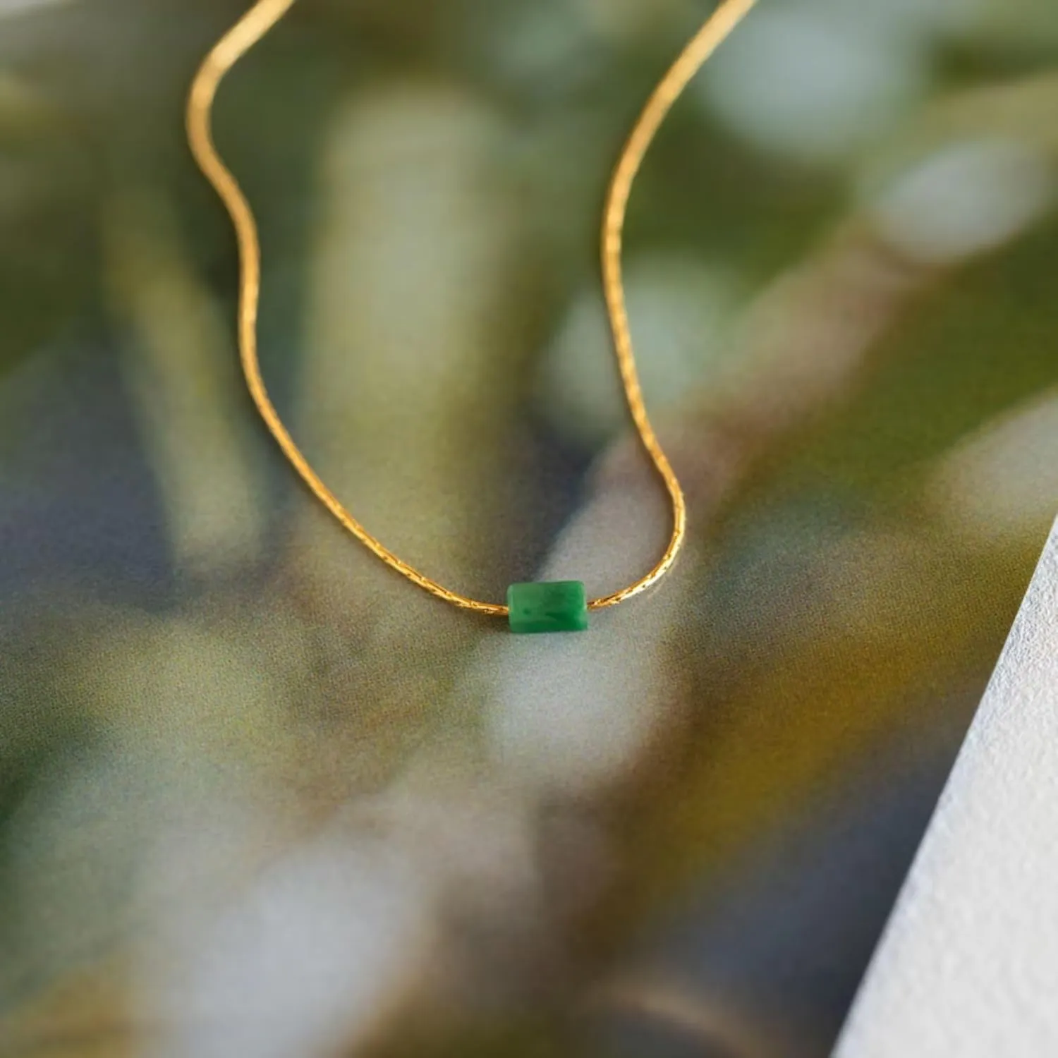 Necklaces for Women 18K Gold Plated Necklace Dainty Tiny Green Natural Stone Pendant Necklace for Women Adjustable 1mm Thin & Sturdy Chain Trendy Jewelry Birthday Christmas Valentines Day Gift