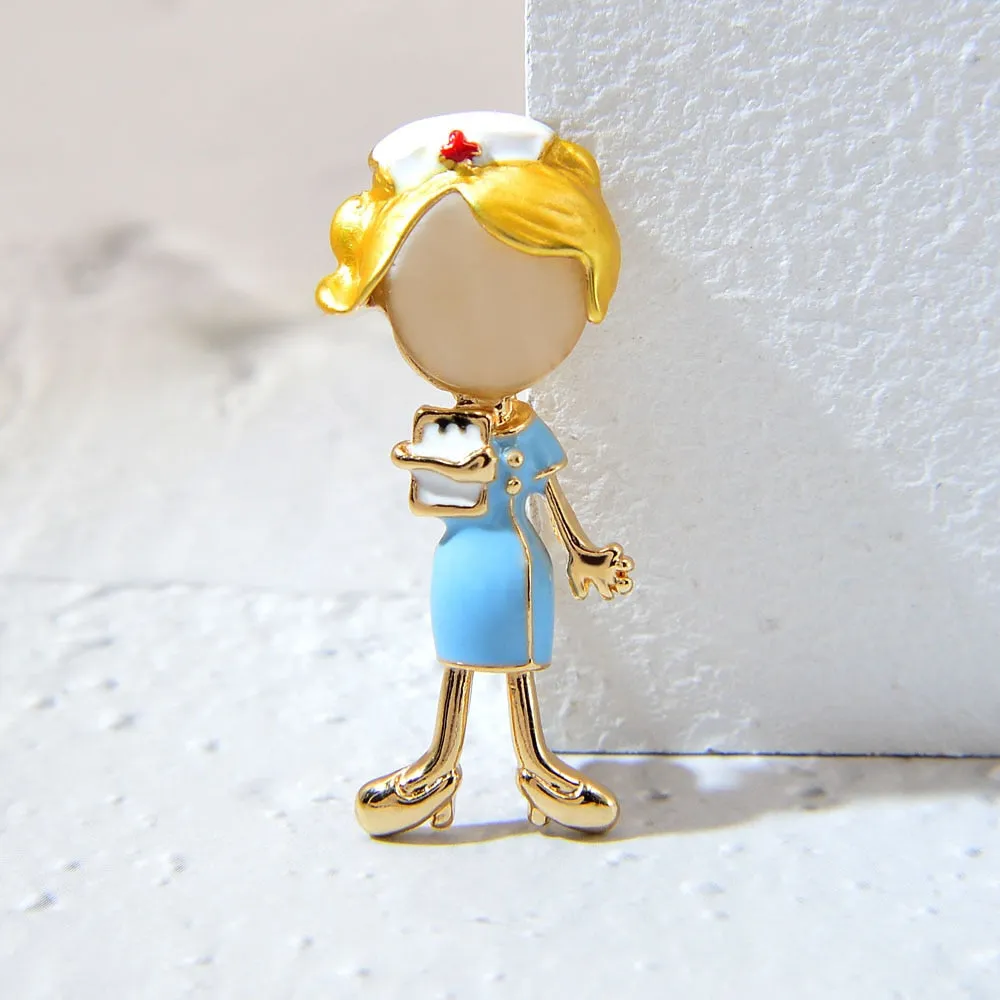 New Opal Enamel Doctor Beautiful Girl Brooches