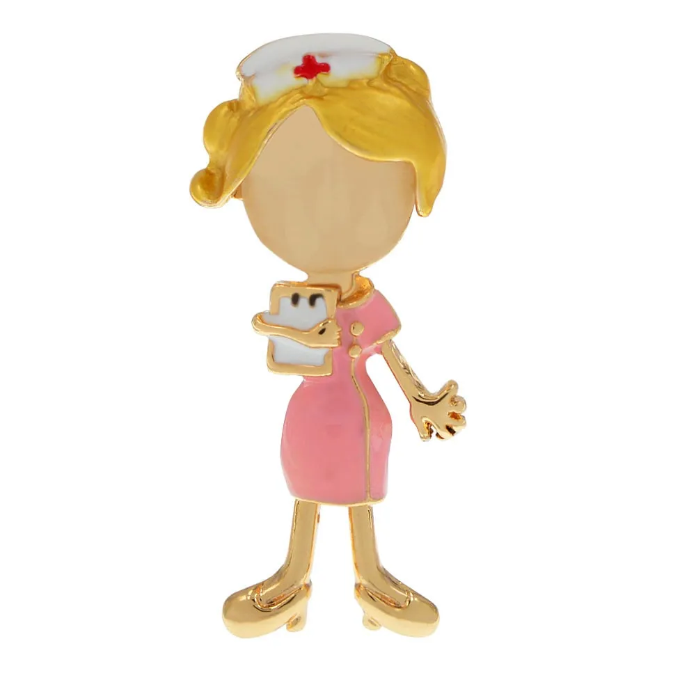 New Opal Enamel Doctor Beautiful Girl Brooches