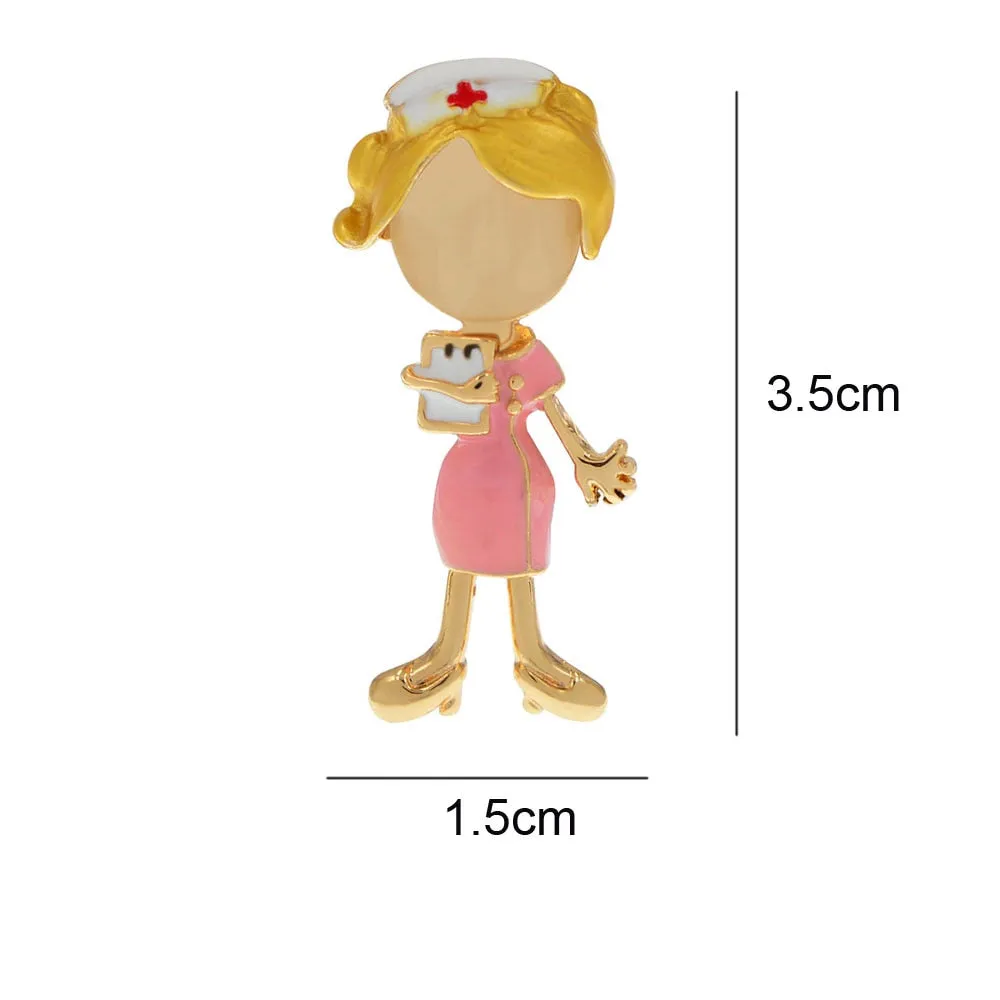 New Opal Enamel Doctor Beautiful Girl Brooches
