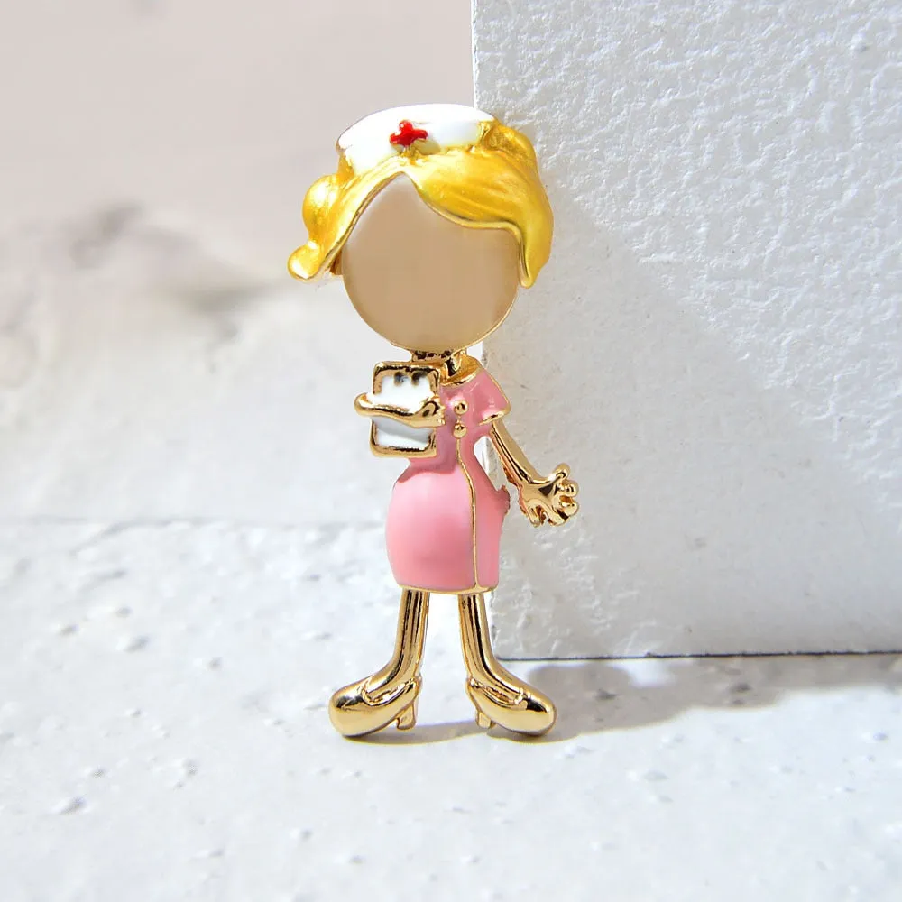 New Opal Enamel Doctor Beautiful Girl Brooches