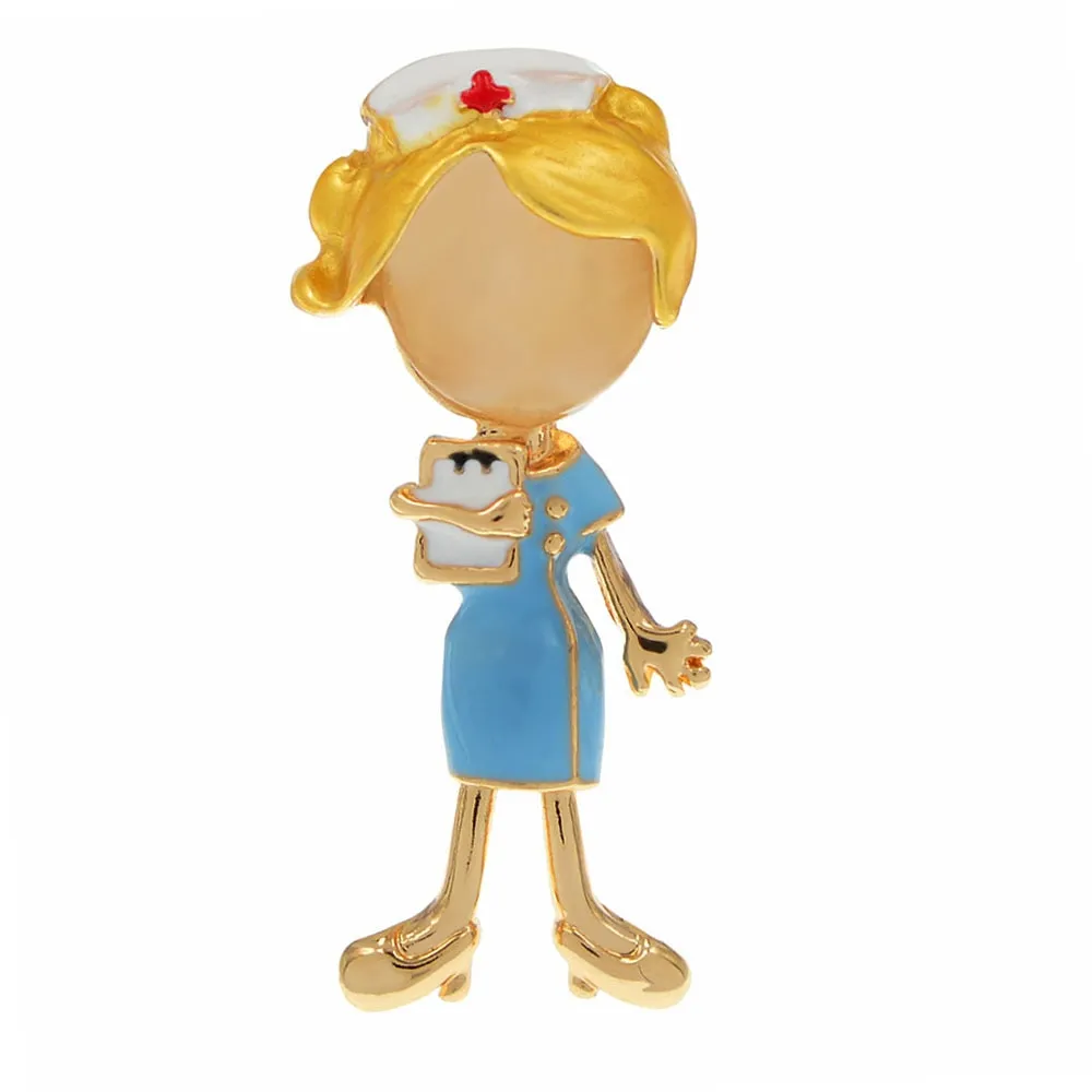 New Opal Enamel Doctor Beautiful Girl Brooches