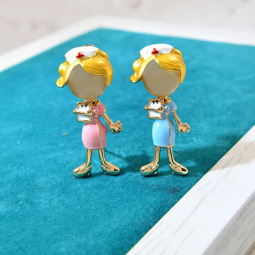 New Opal Enamel Doctor Beautiful Girl Brooches
