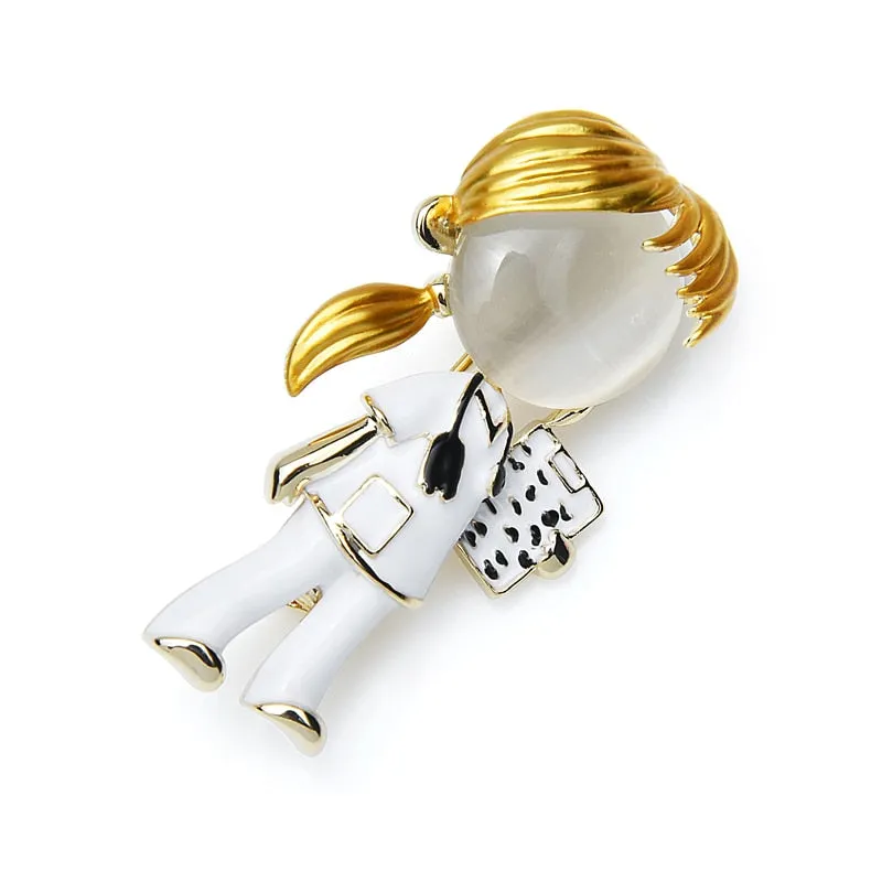 New Opal Enamel Doctor Nurse Brooches Women Hospital Office Brooch