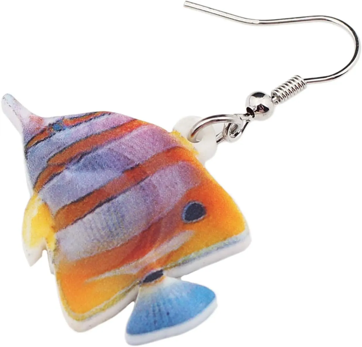 NEWEI Acrylic Rainbow Tropical Fish Earrings Dangle Cute Ocean Animals Jewelry For Women Gifts Charms