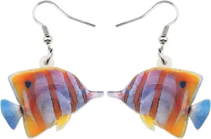 NEWEI Acrylic Rainbow Tropical Fish Earrings Dangle Cute Ocean Animals Jewelry For Women Gifts Charms