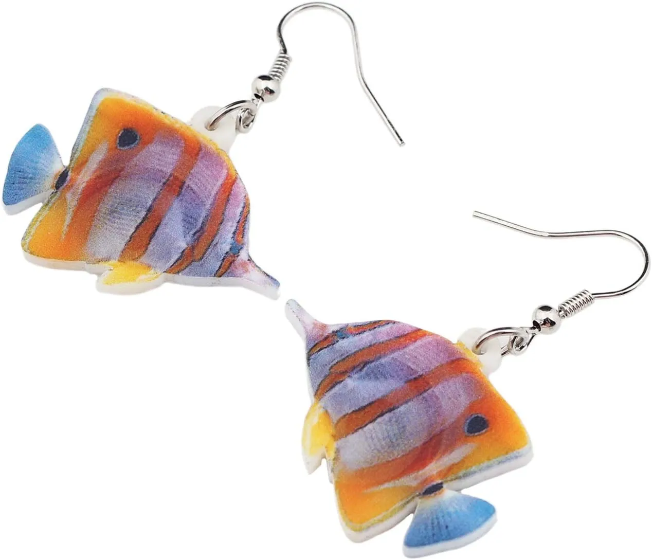 NEWEI Acrylic Rainbow Tropical Fish Earrings Dangle Cute Ocean Animals Jewelry For Women Gifts Charms