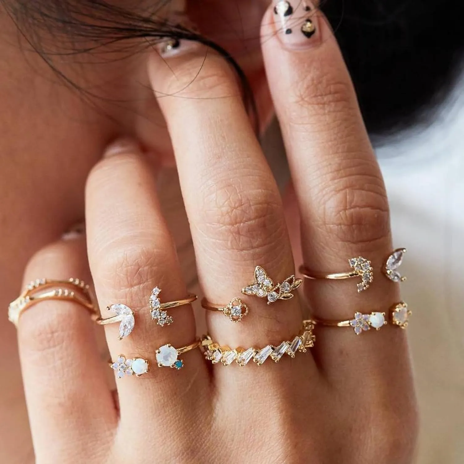NEWITIN 49 Pieces Gold Jewelry Set for Women Fashion Costume Jewelry Gold Plated Necklace Bracelet Ring Earrings Set for Women