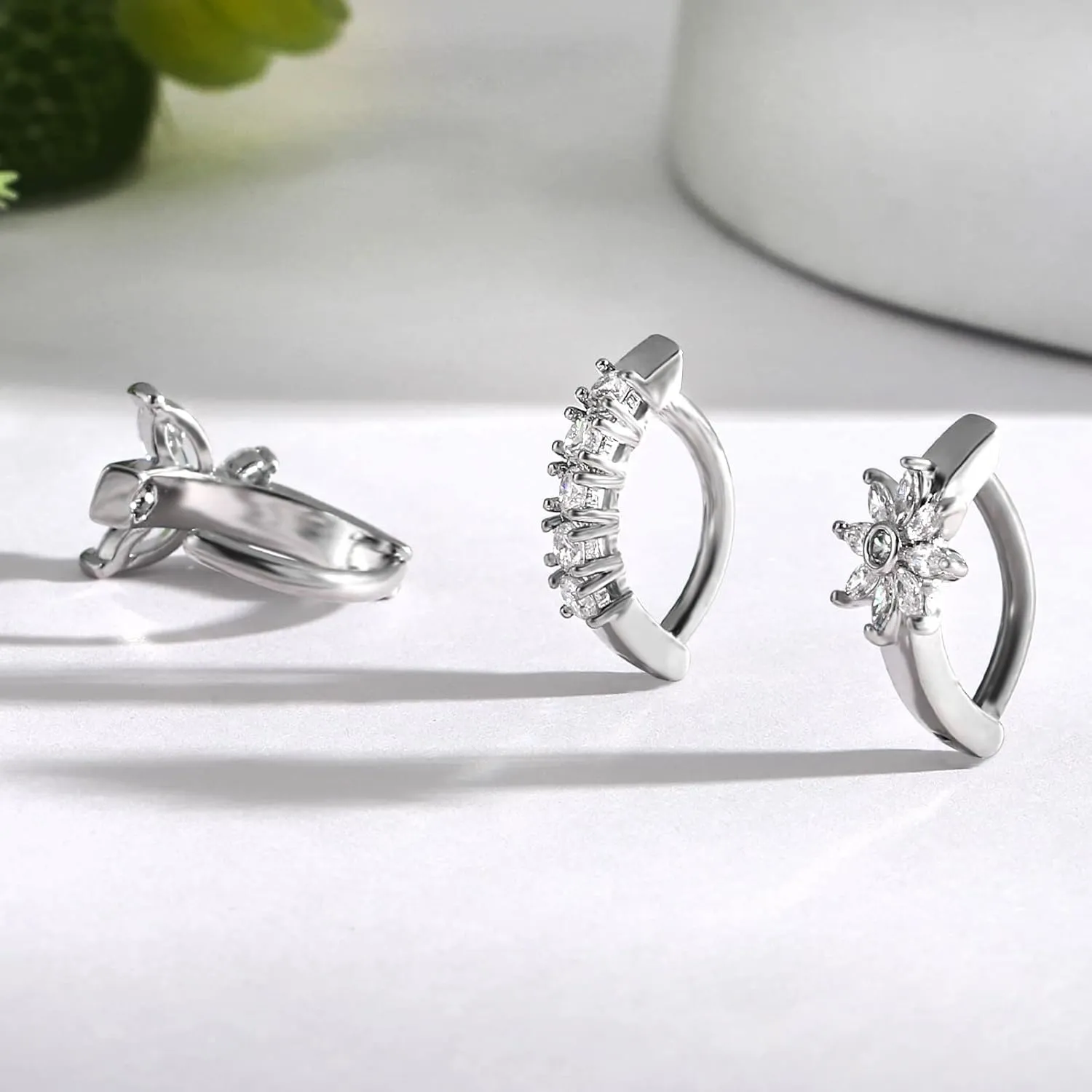 NEWITIN 7 Pieces 14G Belly Button Rings Dangle 316L Surgical Steel Navel Rings Cubic Zirconia Belly Piercing Jewelry Belly Dangle Rings for Women
