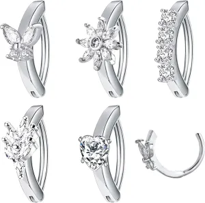 NEWITIN 7 Pieces 14G Belly Button Rings Dangle 316L Surgical Steel Navel Rings Cubic Zirconia Belly Piercing Jewelry Belly Dangle Rings for Women