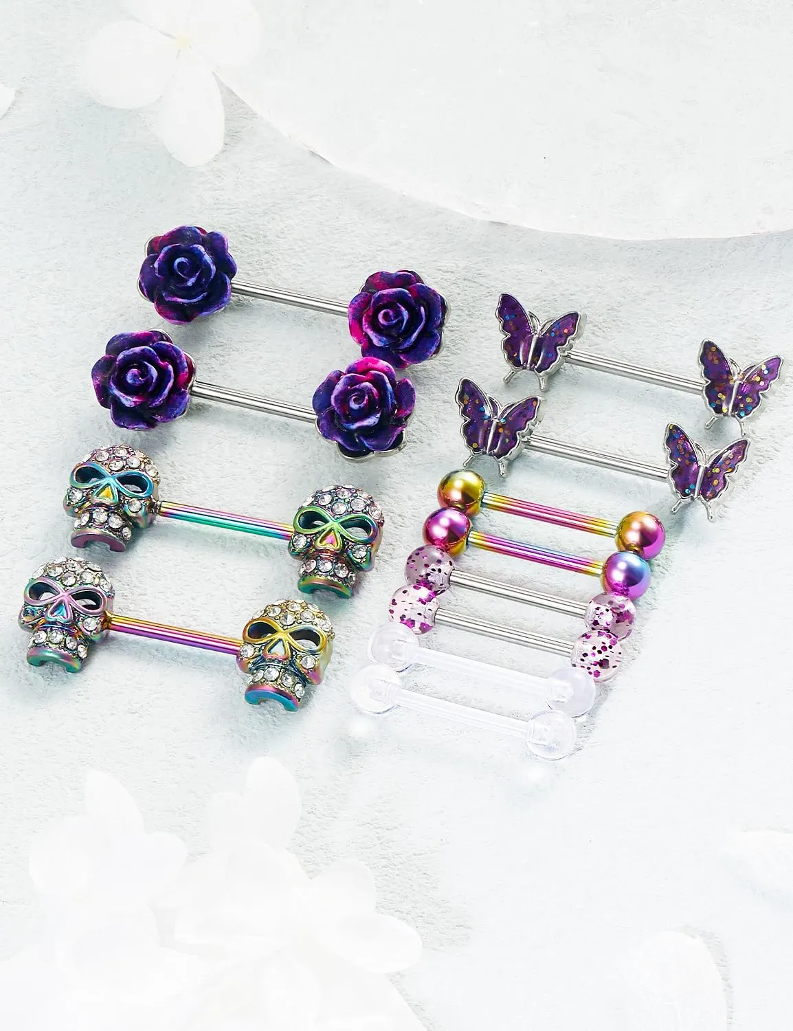 Nipple Rings for Women Nipple Piercing Jewelry 14G Nipple Rings Surgical Steel Screw Nipplerings Nipple Shield Ring Barbell Body Piercing Jewelry Set 9/16 Inch 14mm