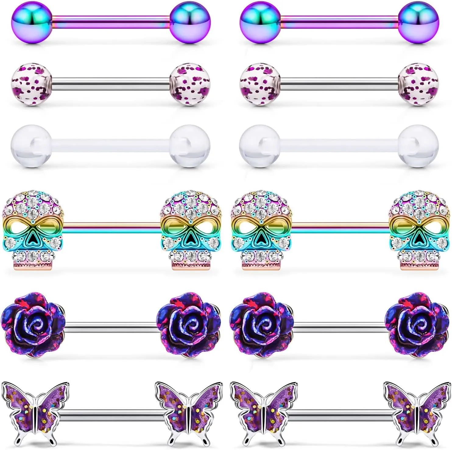 Nipple Rings for Women Nipple Piercing Jewelry 14G Nipple Rings Surgical Steel Screw Nipplerings Nipple Shield Ring Barbell Body Piercing Jewelry Set 9/16 Inch 14mm