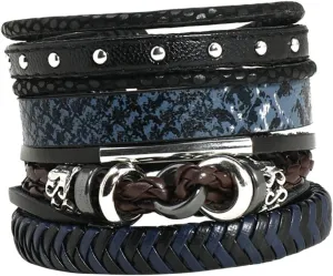 NOLITOY Adjustable Braided Leather Bracelet Set for Women Men Fashion Trendy Wristwear