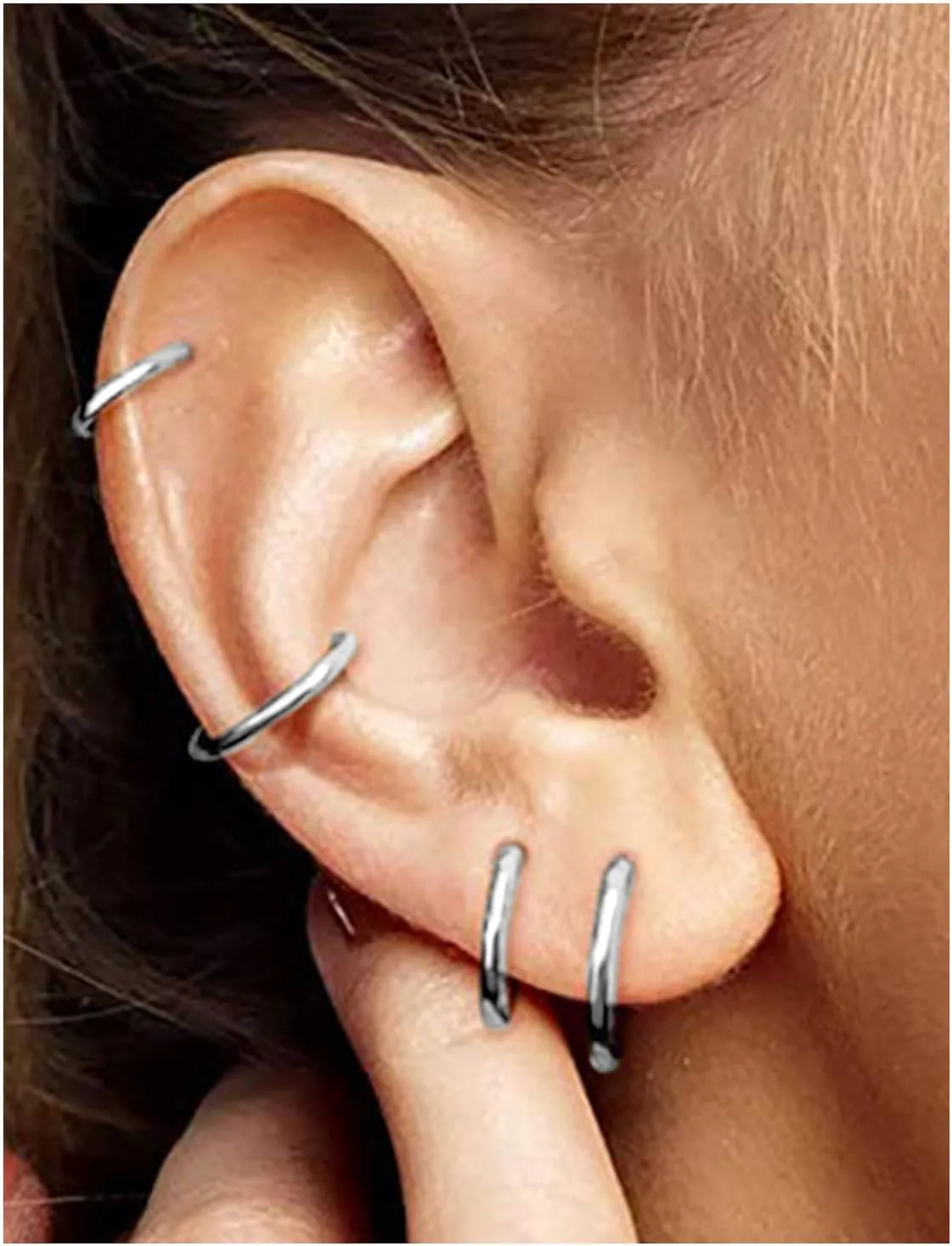 Nose Rings Hoops Lip Septum 18G 16G 14G Surgical Steel Clicker Hoop Earrings for Women Men 6-16mm Size Lobe Tragus Daith Rook Cartilage Helix Piercing Jewelry