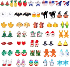 Nosiny 36 Pairs Holiday Earrings Variety Pack 4th of July summer Gifts for Women Teacher Holiday Party Favors