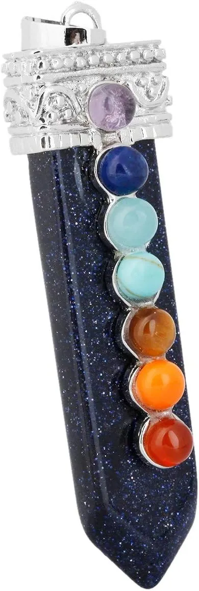 Nupuyai 7 Chakra Stone Necklace for Unisex, Healing Crystal Point Pendant with Chain for Women and Men