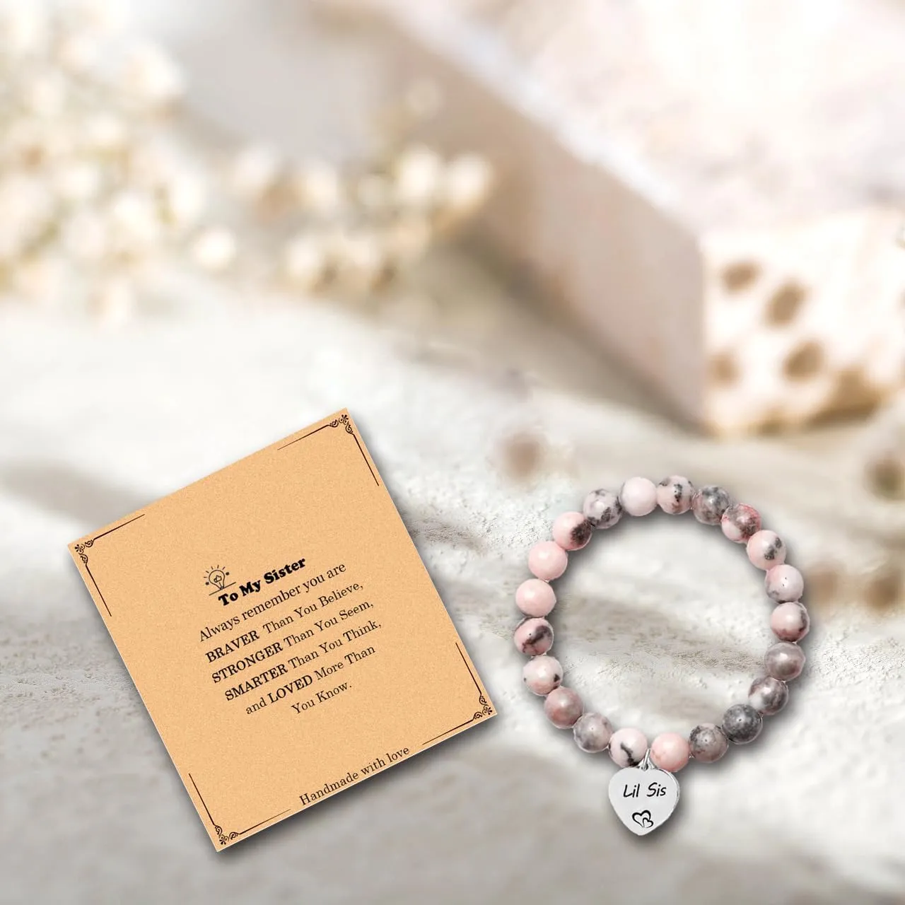 Nzztont Natural Stone Heart Bracelet Charm Bracelets for Women Birthday Bracelet Gifts Inspirational Gifts for Women Christmas Sweet Jewelry Gifts