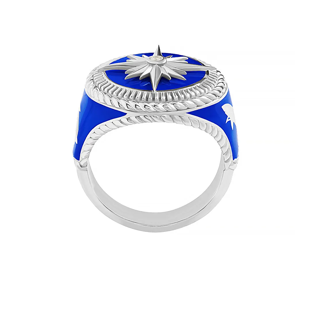 Ocean Compass Ring in Silver