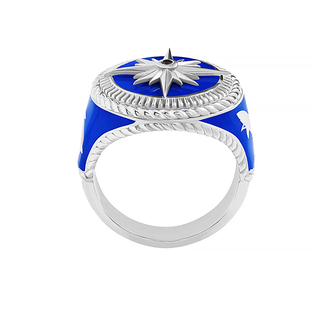 Ocean Compass Ring in Silver