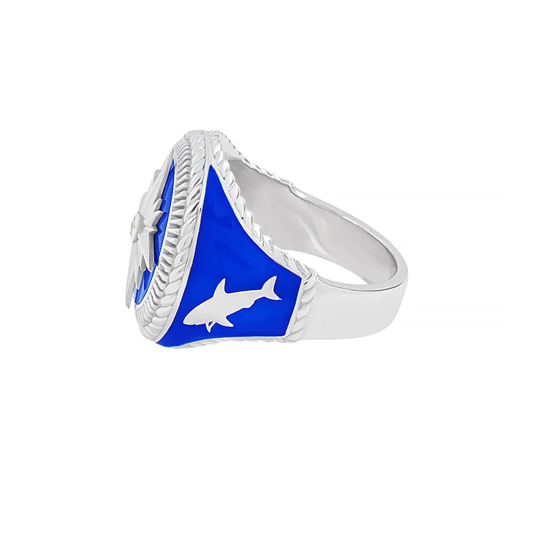 Ocean Compass Ring in Silver