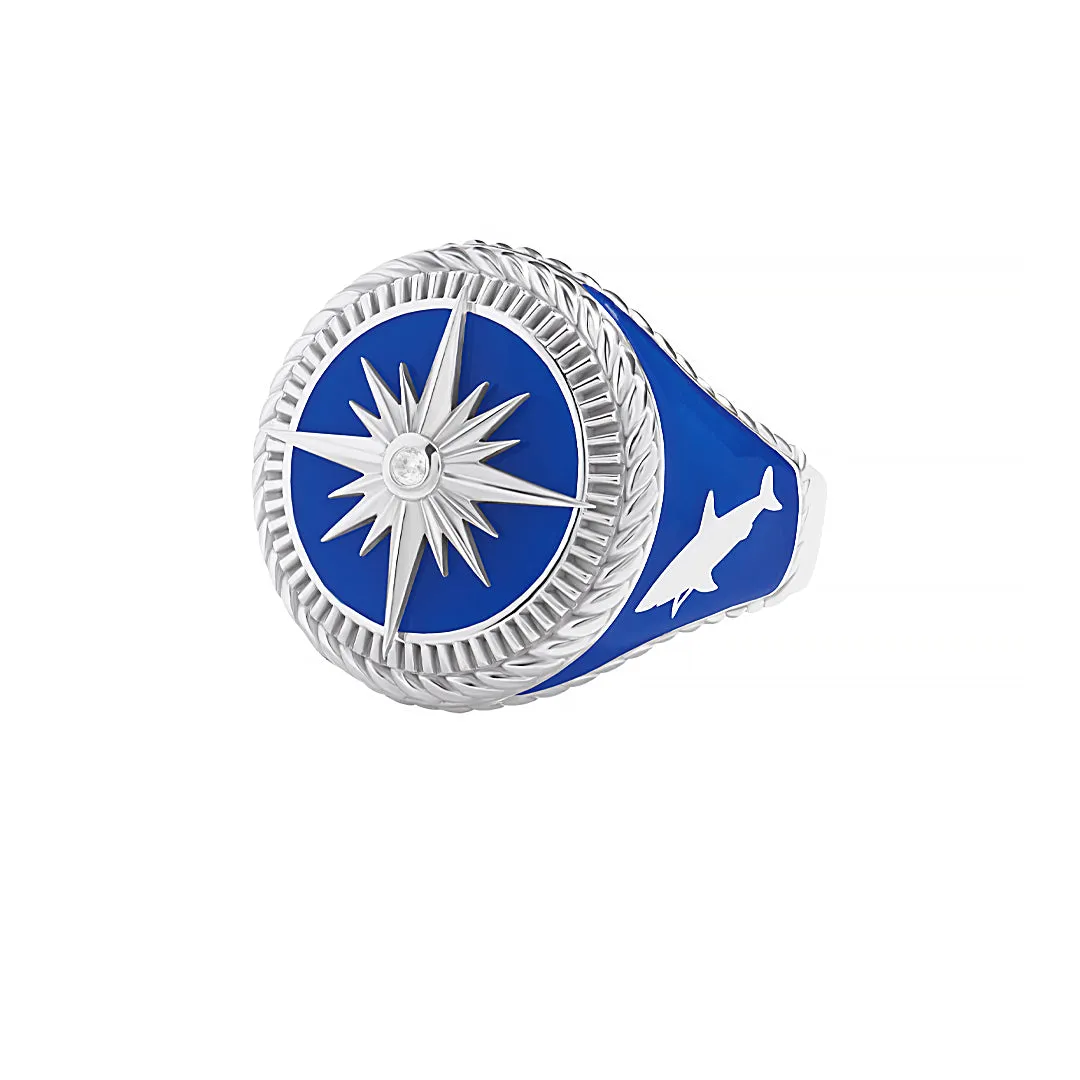 Ocean Compass Ring in Silver