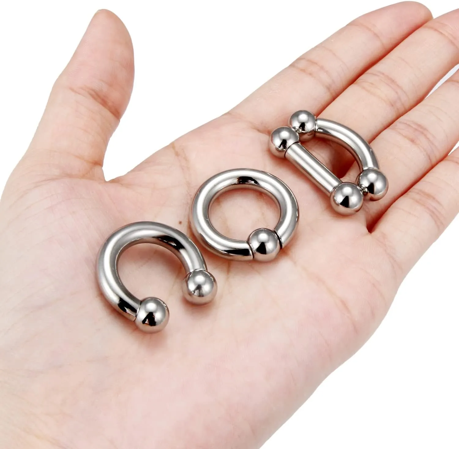 Ocptiy 2G 4G 6G 8G Septum Rings Large Ear Gauges Earrings Stretching Kit 316L Surgical Steel Internally Threaded Big Septum Nose Tongue Lip rings Piercing Jewelry Barbells 12mm 16mm 4Pcs