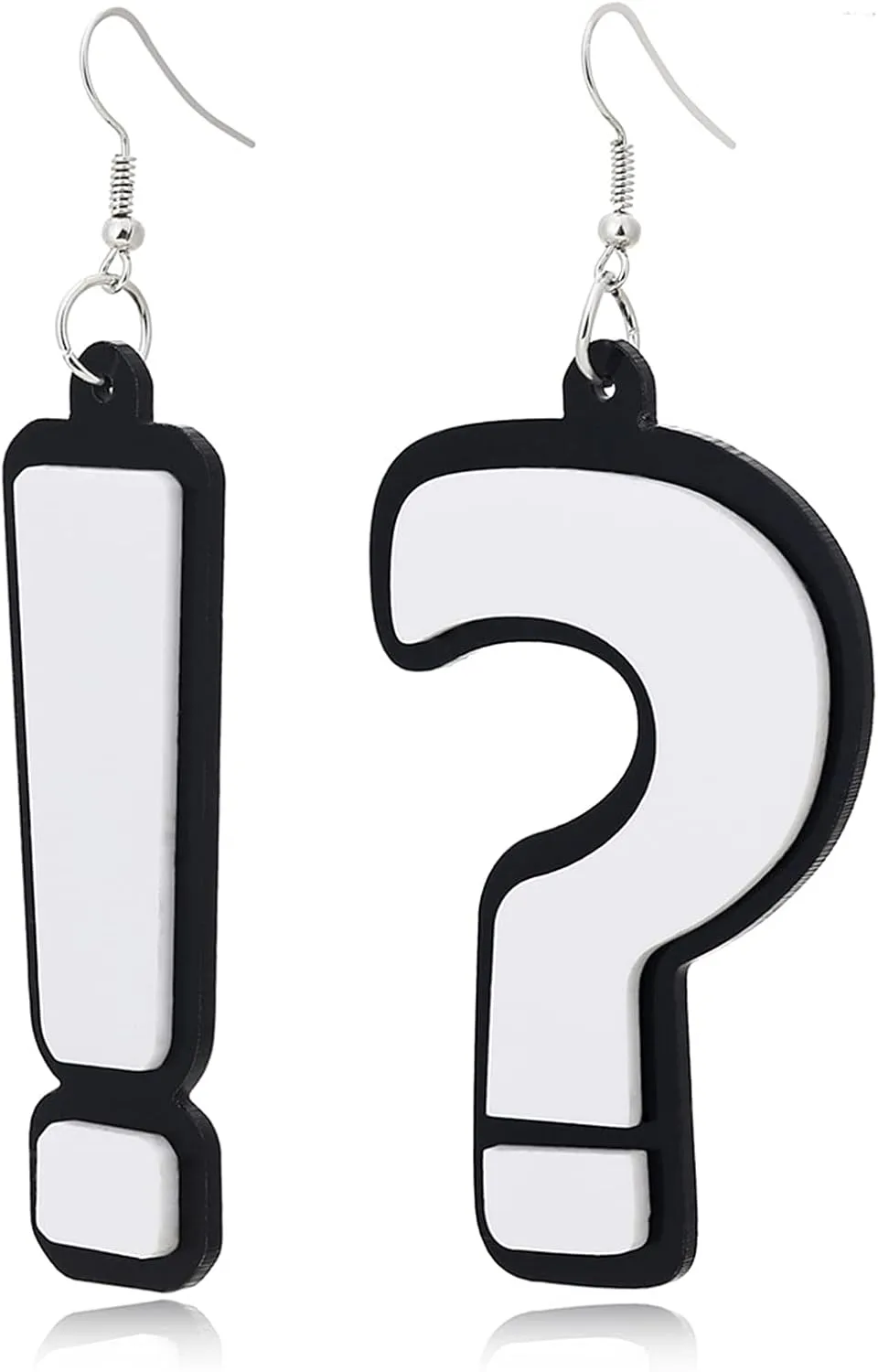 ONLYJUMP Question Mark and Exclamation Mark Earrings for Women Unique Funny Acrylic Big Long Interrogation Punk Nightclub Exaggeration Hip Hop Asymmetric Statement Earrings