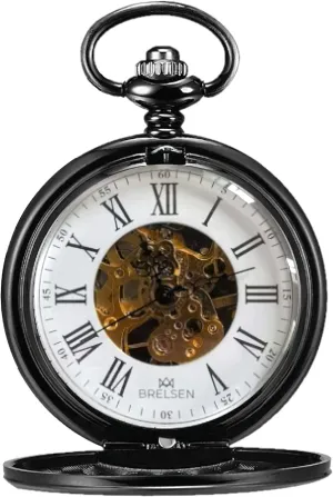 Onyx Black Double Hunter Mechanical Pocket Watch