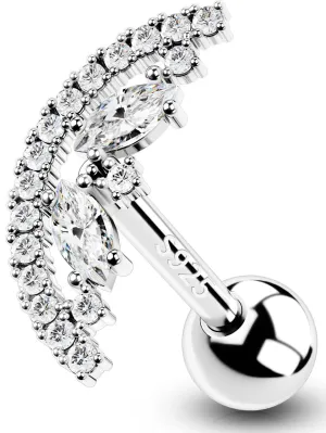 OUFER 16G Helix Piercing Jewelry, 925 Sterling Silver Cartilage Earrings Stud, Clear CZ Tragus Earrings, Conch Lobe Piercing Jewelry for Women Men