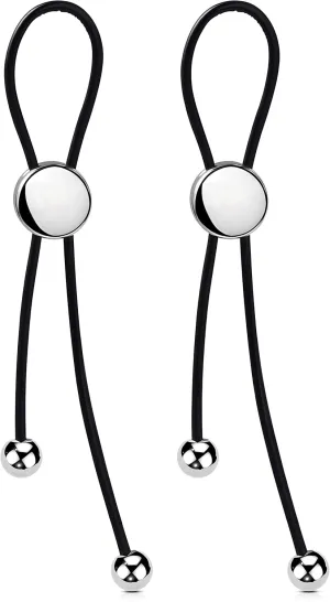 OUFER Faux Nipple Rings, Adjustable Fake Nipple Piercing Jewelry, Leather Material Drawstring Design Non-Pierced Jewelry