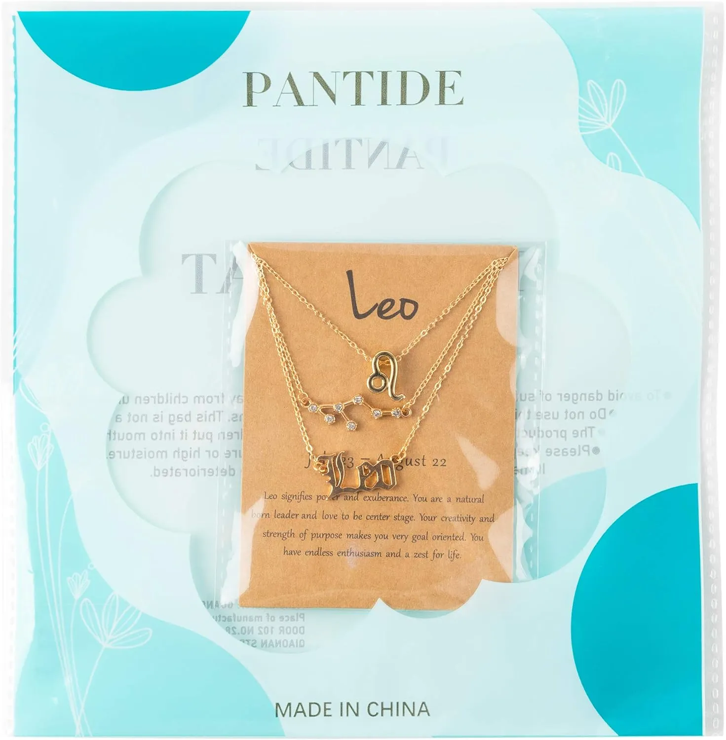 PANTIDE 3Pcs Constellation Zodiac Layer Necklaces for Women Girls, Retro 14K Gold Plated 12 Constellation Pendant Necklace Exquisite Letter Horoscope Old English Zodiac Sign Jewelry Birthday Gift