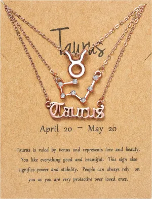 PANTIDE 3Pcs Constellation Zodiac Layer Necklaces for Women Girls, Retro 14K Gold Plated 12 Constellation Pendant Necklace Exquisite Letter Horoscope Old English Zodiac Sign Jewelry Birthday Gift