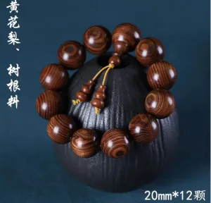 Panzhu bracelet, Buddhist Rosary,Rosary Beads,Huanghua Pear Wood Handstring Buddha Beads Hand String Mala Jewelry Unique Texture Design for Men Women Wood Beads Bracelet of Prayer Bracelet Beautiful