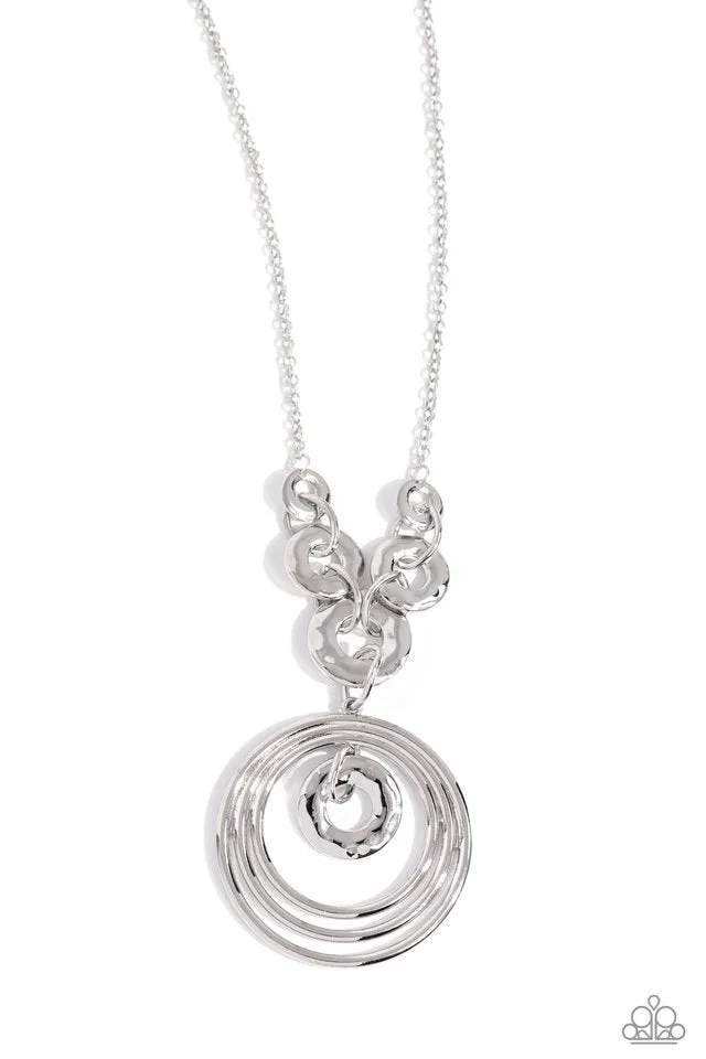 Paparazzi Necklace ~ High HOOPS - Silver