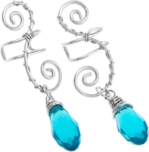 PartyKindom 1 Pair Ear Clip Jewelry with Crystal Pendant Non Piercing Ear Cuff for Unique Design present for Special Occasions