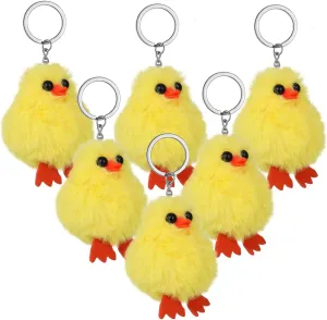 PartyKindom 6pcs Cute Duck Plush Keychains, Soft Plush Animal Key Ring Ornament for Bags, Keys, Backpacks