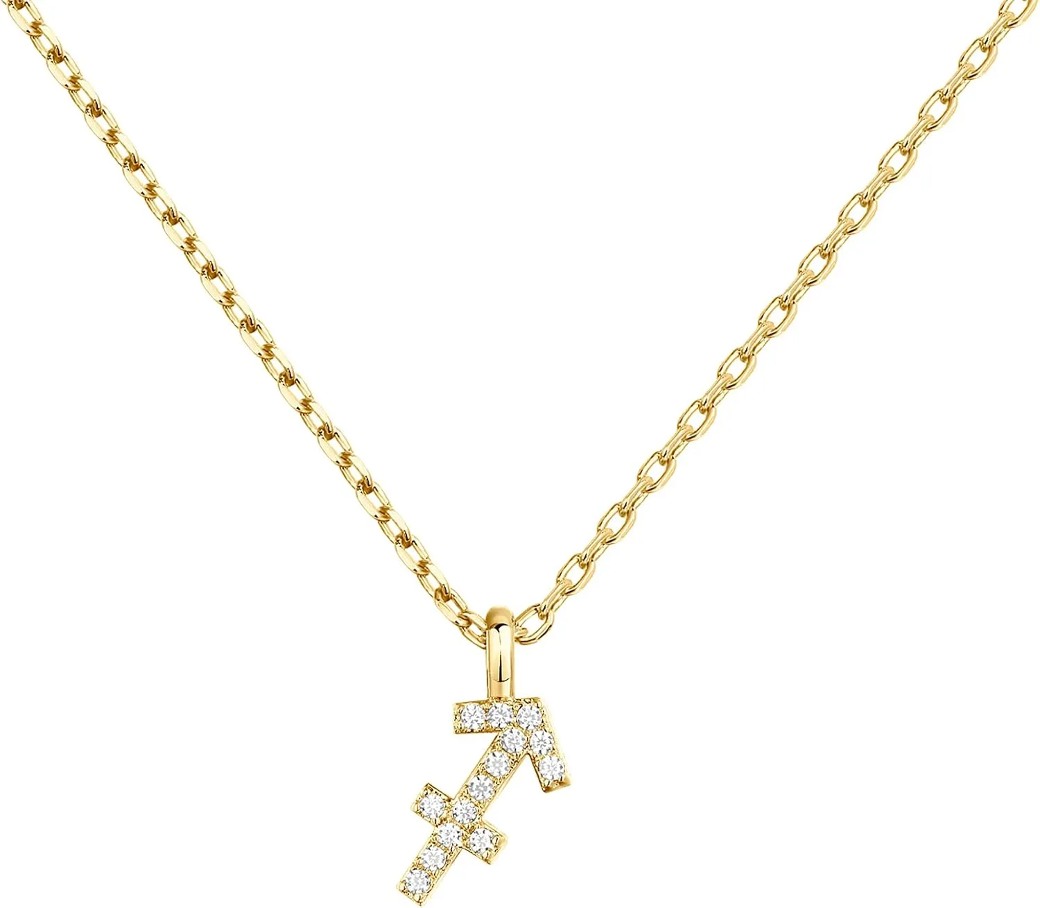 PAVOI 14K Gold Plated Cubic Zirconia Astrology Necklaces for Women - Zodiac Pendant Jewelry Gifts - Zodiac Sign Pendant Necklaces