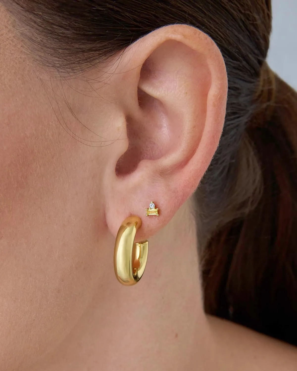 PAVOI 14K Gold Plated Sterling Silver Posts Colored Birthstone Flatback Stud Earrings for Women - Gemstone Cubic Zirconia Screwback Earrings - Dainty Helix Cartilage Piercing Jewelry