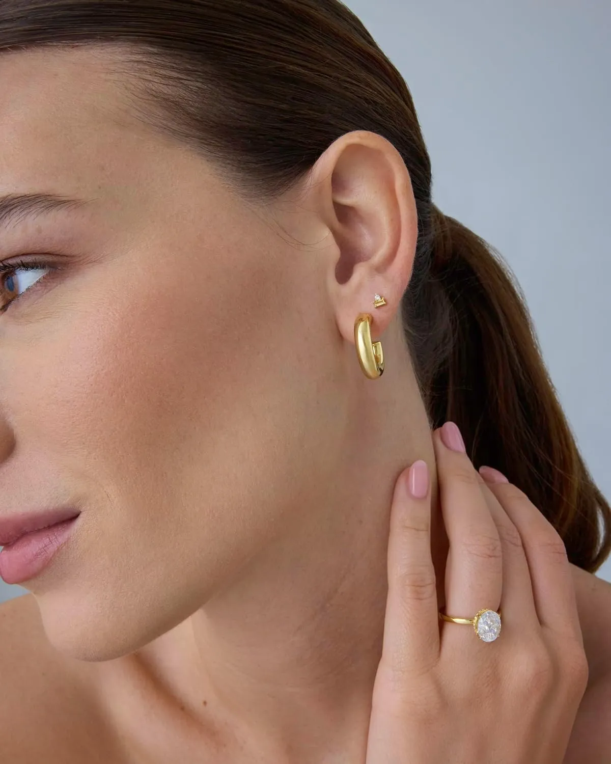 PAVOI 14K Gold Plated Sterling Silver Posts Colored Birthstone Flatback Stud Earrings for Women - Gemstone Cubic Zirconia Screwback Earrings - Dainty Helix Cartilage Piercing Jewelry