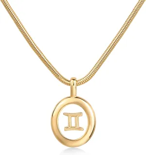 PAVOI 14K Gold Plated Unique Floating Astrology Pendant Necklace for Women - Horoscope Charm Necklace - Dainty Zodiac Gifts