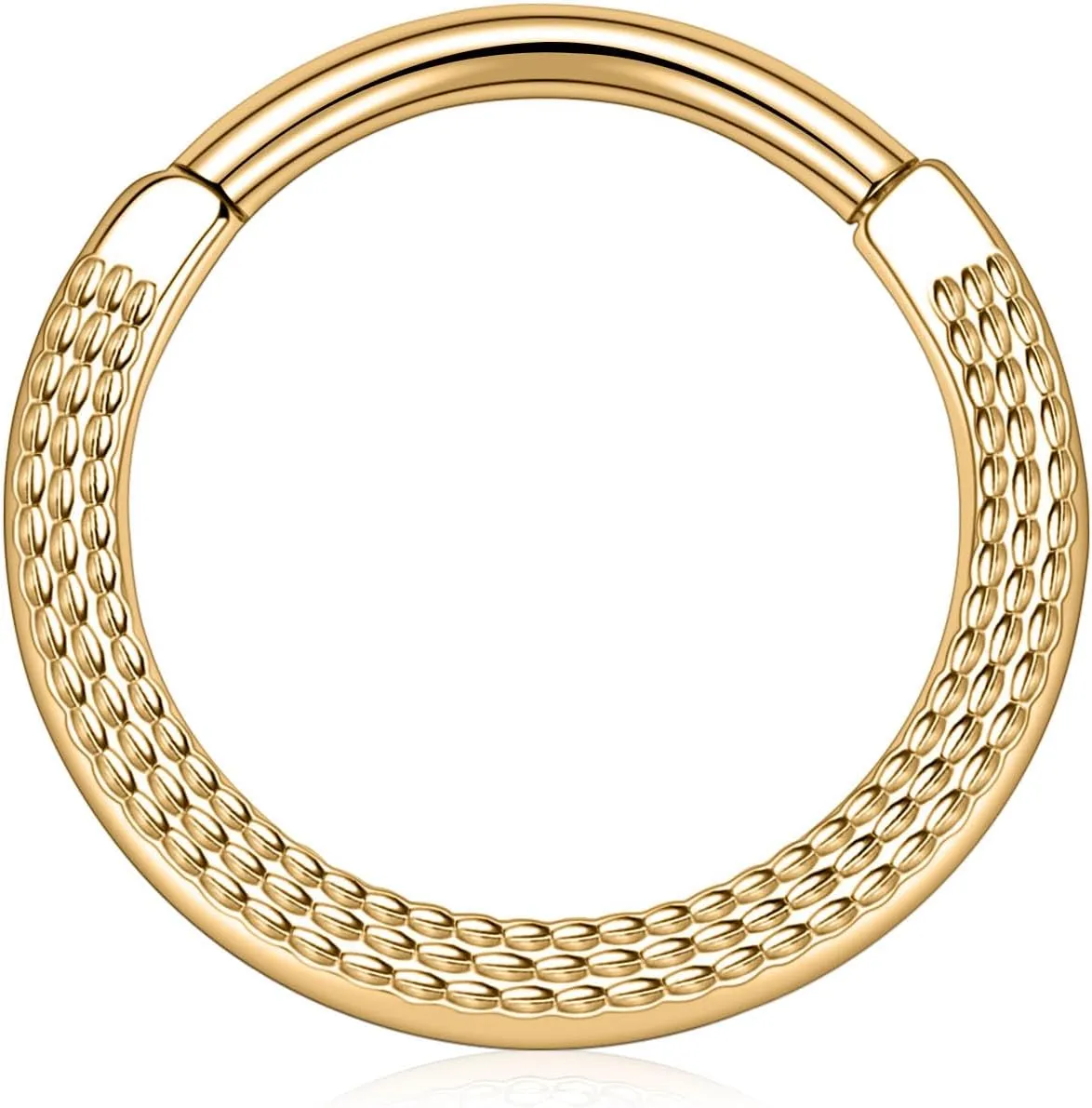 PEAKLINK 16G Septum Nose Ring Septum Jewelry Hammered Surface Daith Earrings Surgical Steel Conch Piercing Jewelry Seamless Clicker Ring Rook Earring Helix Cartilage Tragus Earrings 8mm 10mm