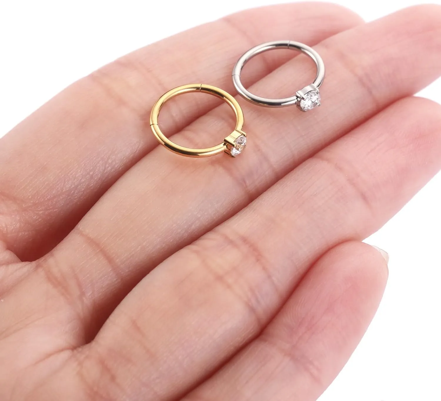 PEAKLINK 316L Surgical Steel Nose Ring Hoop 16 Gauge Conch Cartilage Helix Earring Unique Shape Tragus Rook Daith Septum Nose Piercing Jewelry for Women