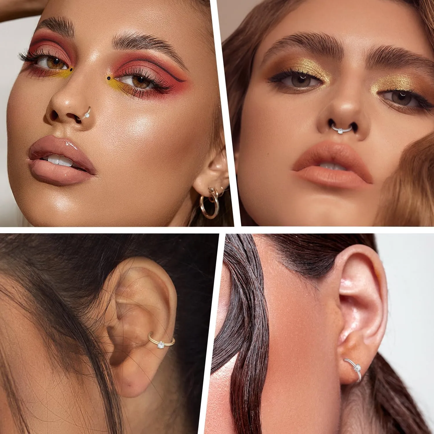 PEAKLINK 316L Surgical Steel Nose Ring Hoop 16 Gauge Conch Cartilage Helix Earring Unique Shape Tragus Rook Daith Septum Nose Piercing Jewelry for Women