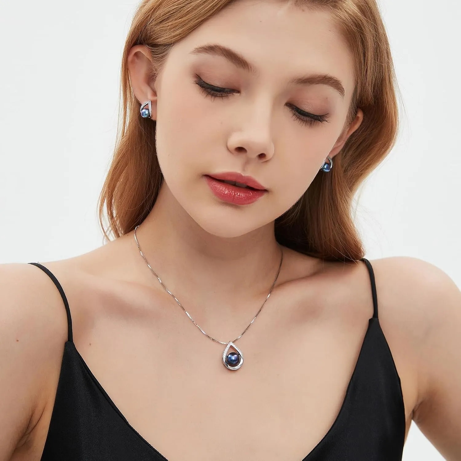 Pearl Earrings for Women, Freshwater/Saltwater Cultured Pearl, 925 Sterling Silver Earrings with Cubic Zirconia Diamonds, White Gold Plated, Anniversary Mother's Day Jewelry Gifts