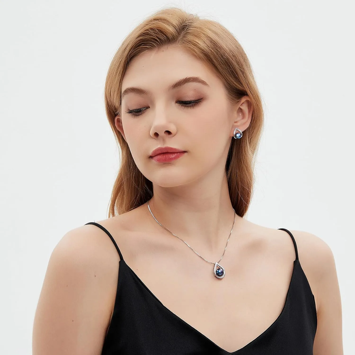 Pearl Earrings for Women, Freshwater/Saltwater Cultured Pearl, 925 Sterling Silver Earrings with Cubic Zirconia Diamonds, White Gold Plated, Anniversary Mother's Day Jewelry Gifts