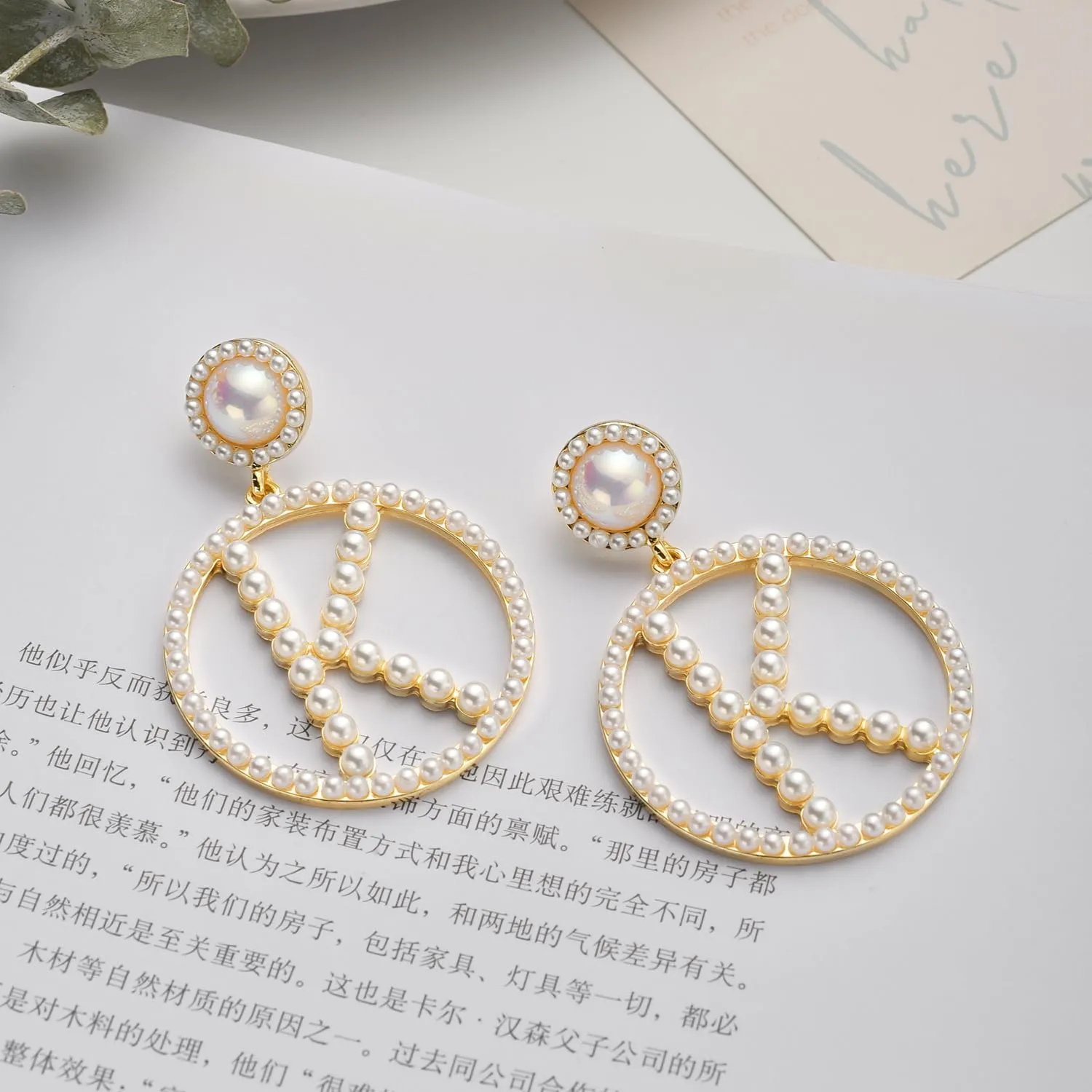 Pearl Initial Earrings for Women A-Z Letter Initial Dangle Earrings 925 Sterling Silver Post 14K Real Gold Plated Pearl Drop Alphabet Earring Dangling