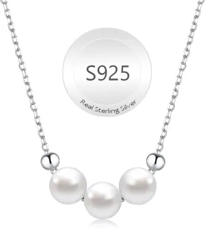 Pearl Necklace for Women 925 Sterling Silver Single Pearl Jewelry with Shell Pearl Pendant - Dainty Choker Necklace Suitable for Anniversary, Wedding, Birthday Gifts