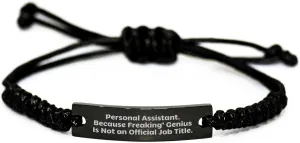 Personal Assistant Gift for Graduation: Funny Rope Bracelet with Inspirational Quote for Him or Her, Unique Gifts for Friends, Family, and Coworkers, Adjustable Rope Friendship Gift