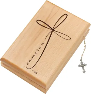 Personalization Universe Holy Name Engraved Alderwood Personalized First Communion Valet Box with Felt-Lined Compartments, Jewlery Organizer Box, 1st Communion Gift for Girls or Boys